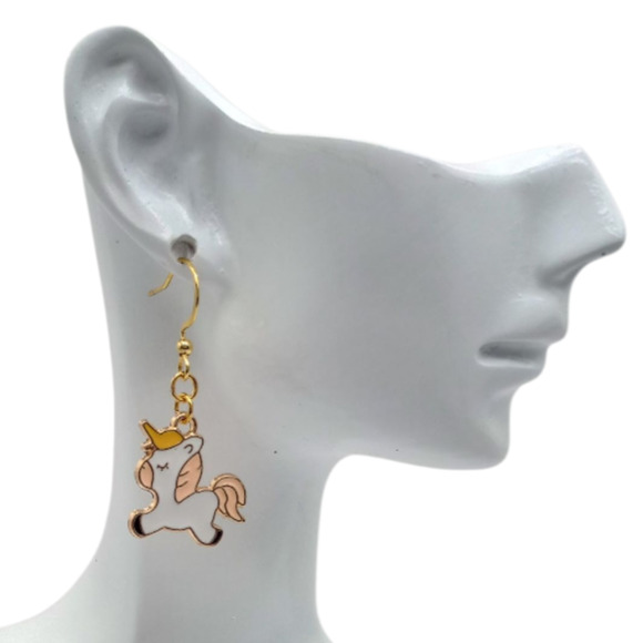 Pastel Unicorn Dangle Earrings – Cute Whimsical Gift Idea - Picture 2 of 4
